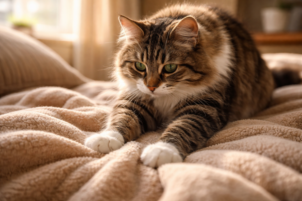 Why do cats knead blankets