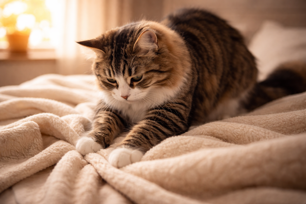 Why do cats knead blankets