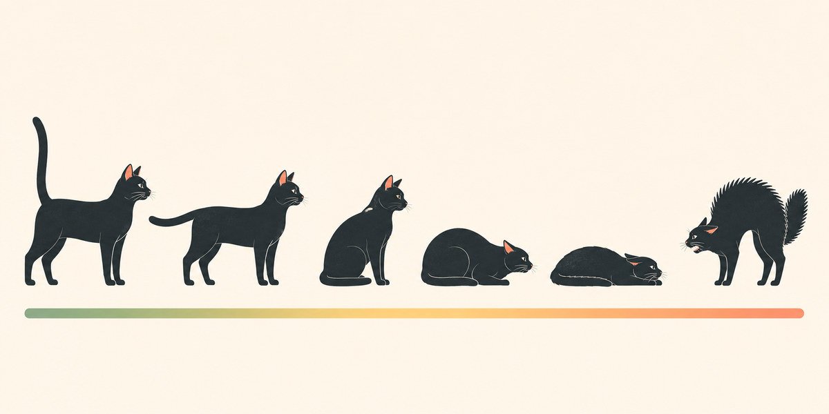 Cat posture scale from confident to fearful