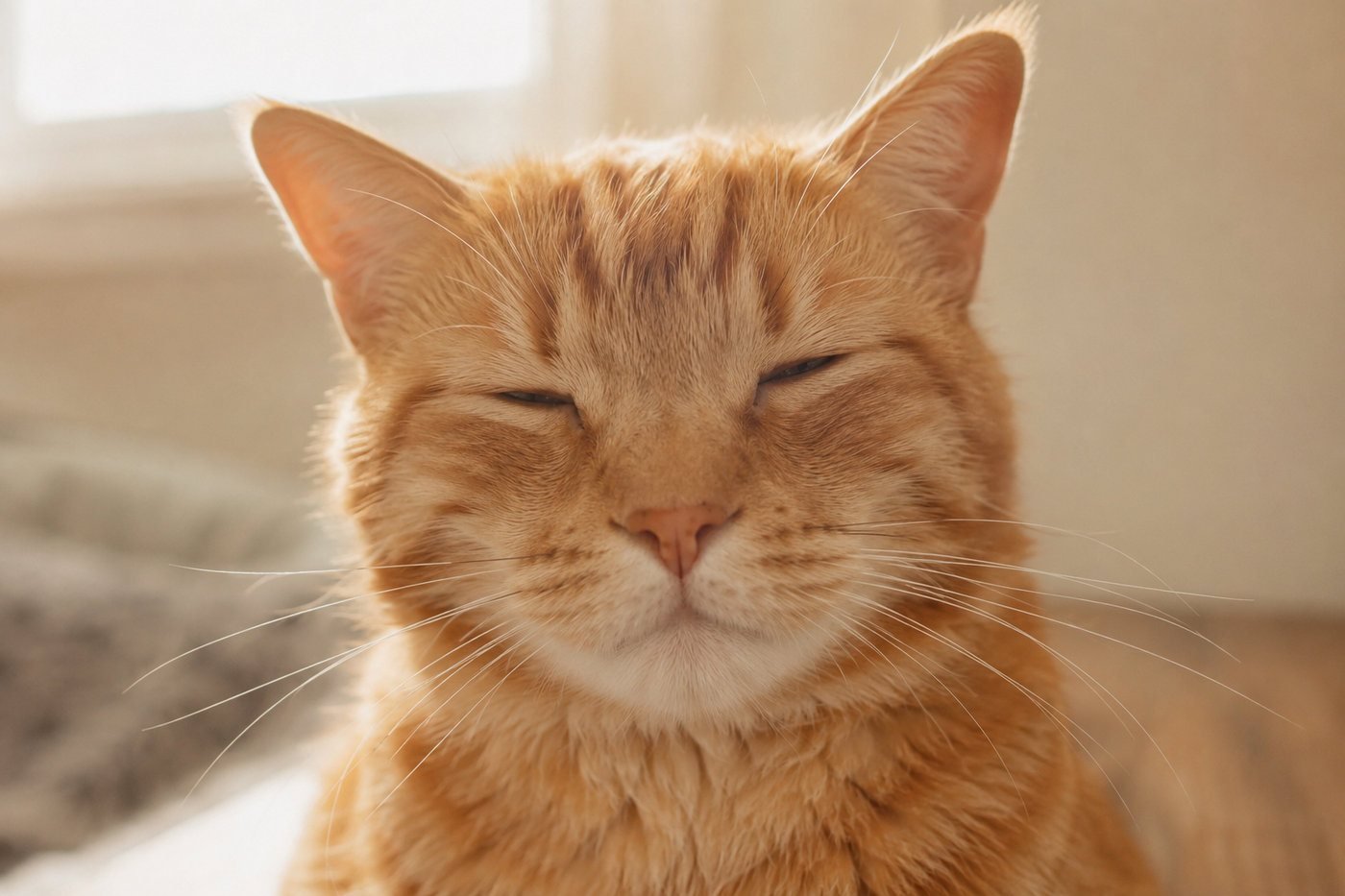 Ginger cat slow blinking as a sign of trust