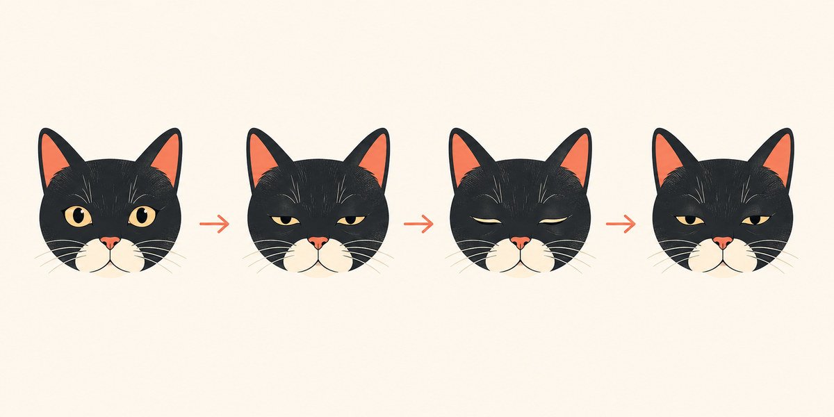 The cat slow blink sequence step by step
