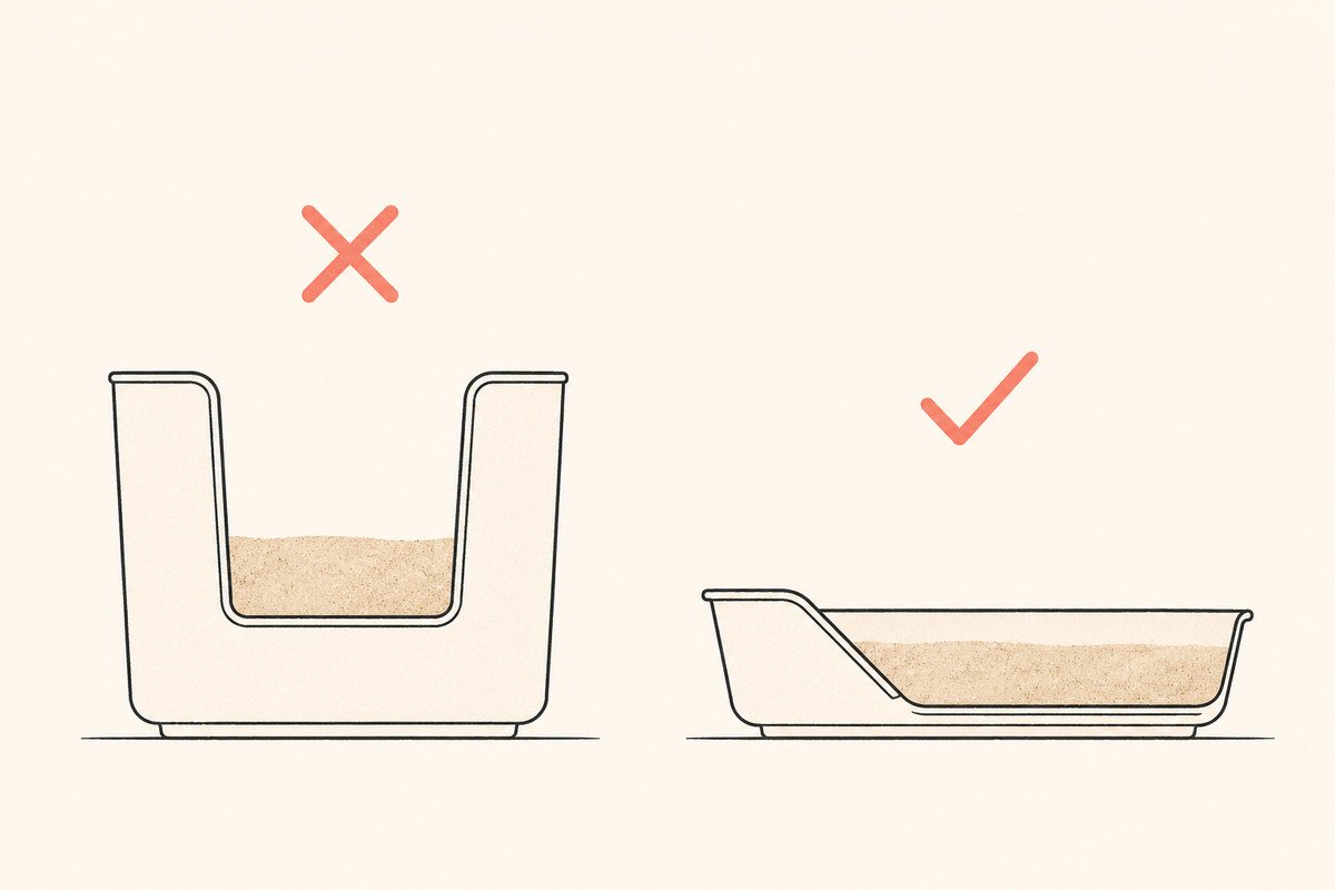 Low entry litter box for senior cats